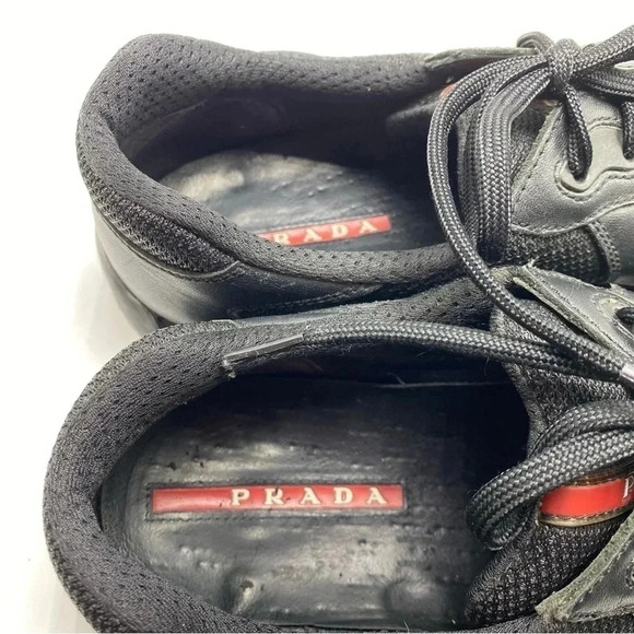 Prada Americas cup black leather mesh sneaker casual shoe size 11 - Picture 7 of 10
